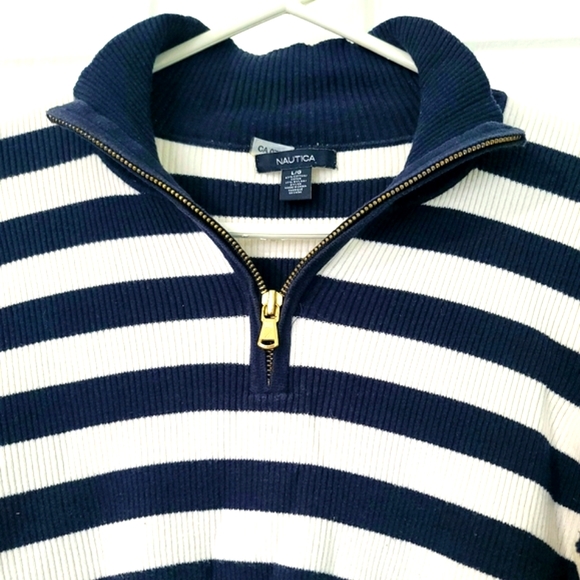 Nautica Women's 1/4 Zip Striped Sweater Top Size L - Picture 3 of 12
